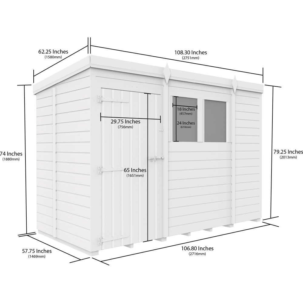 DIY Sheds 9 x 5ft Tongue and Groove Timber Pent Garden Shed Image 9