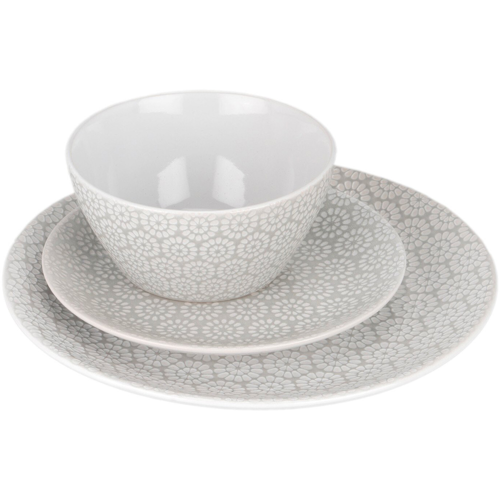 Geometric Blossom Grey 12 Piece Dinner Set Image 1