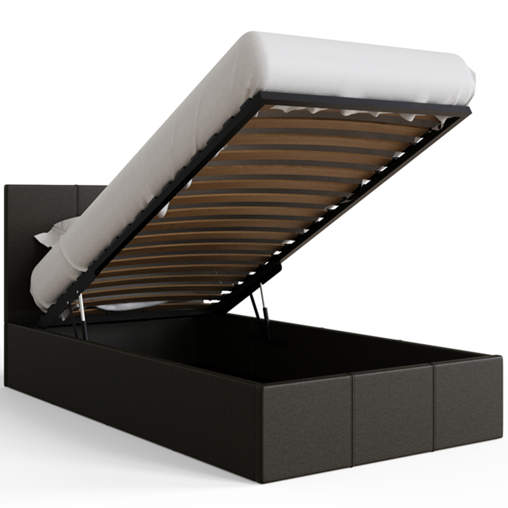 GFW Single Grey Hopsack Fabric End Lift Ottoman Bed with Bonnell Mattress Image 6
