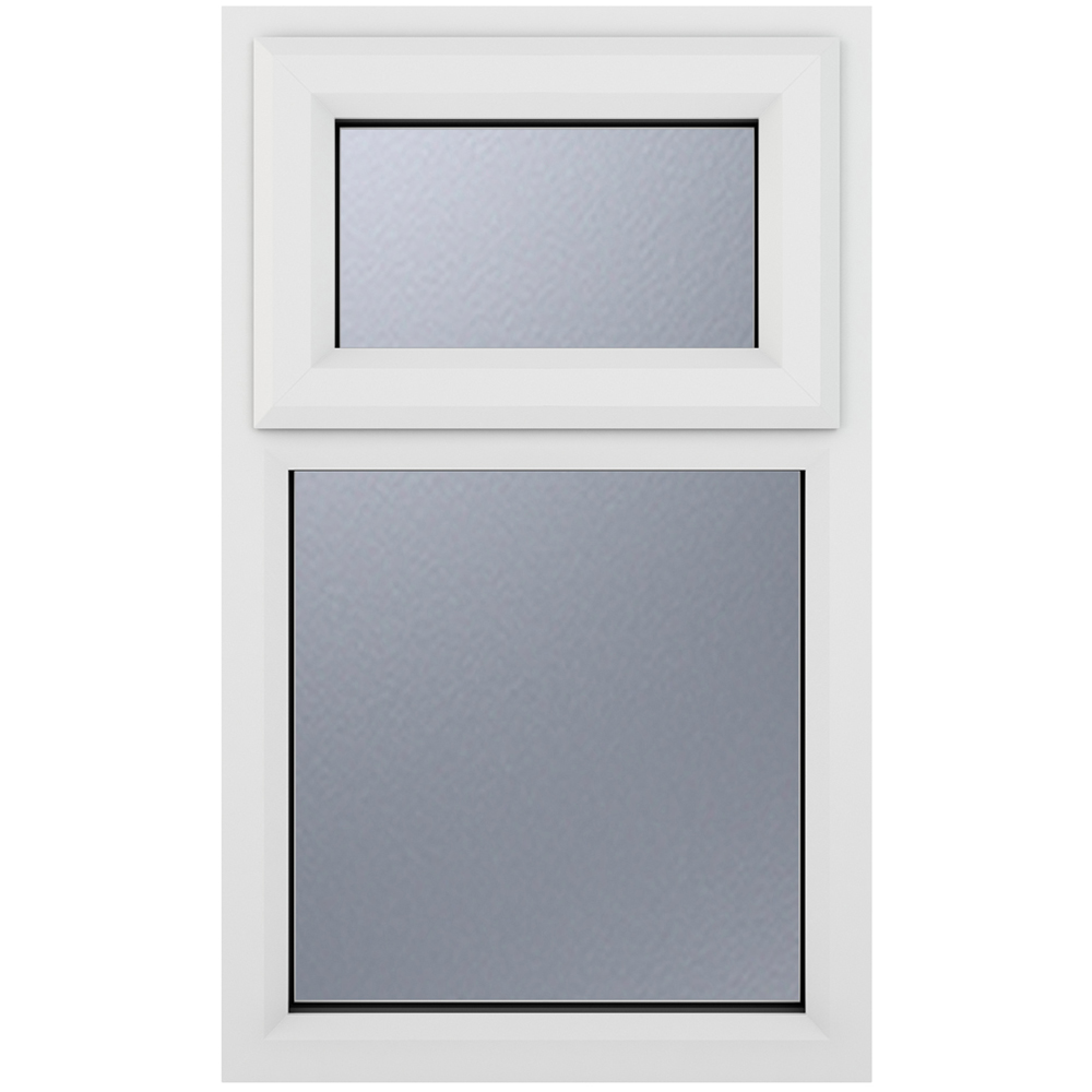 Crystal uPVC Double Glazed Window Top Hung Over Fixed Light White Obscure Glass 610x1190mm Image 1