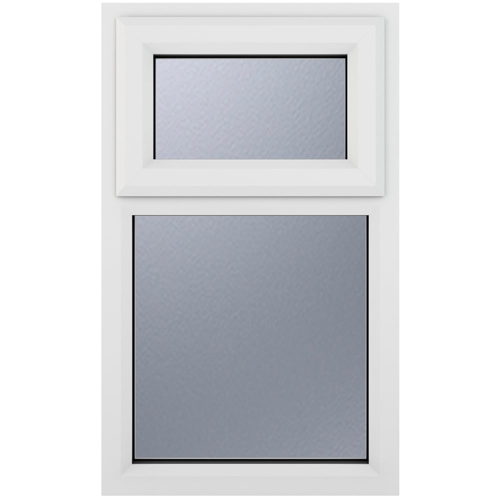 Crystal uPVC Double Glazed Window Top Hung Over Fixed Light White Obscure Glass 610x965mm Image 1