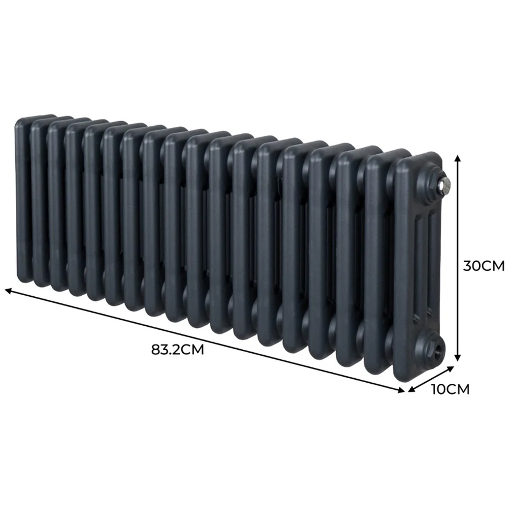 Monster Shop 2501 BTU Anthracite Grey Traditional 3 Column Radiator 300 x 832mm Image 6