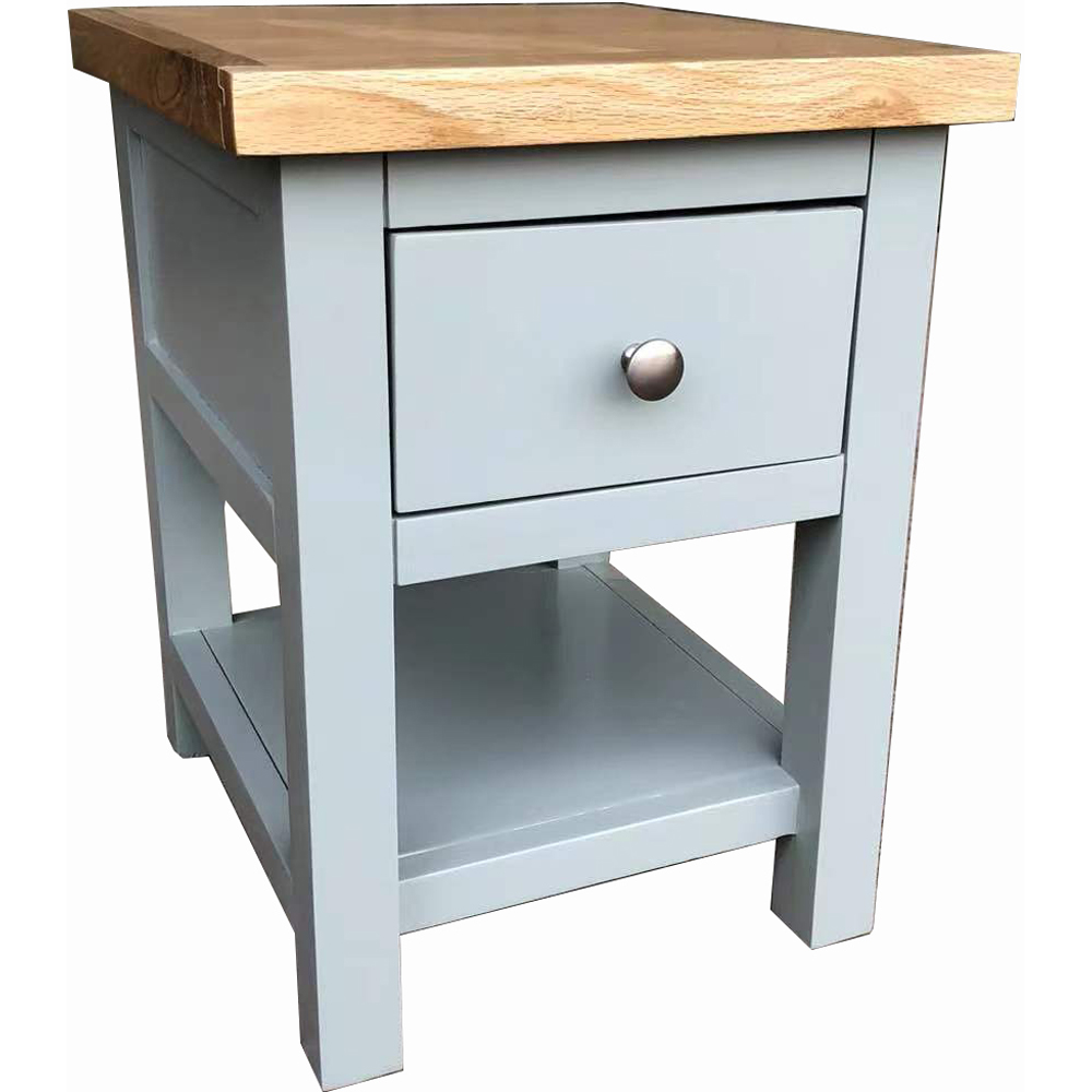 Furniture One Single Drawer Single Shelf Blue Oak Bedside Table Image 2
