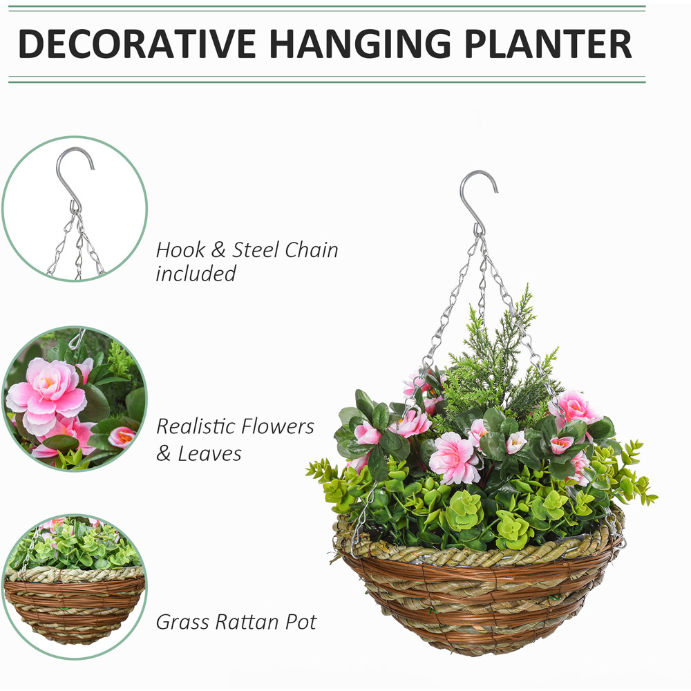 Outsunny Lisianthus Flowers Artificial Plant Basket 2 Pack Image 5