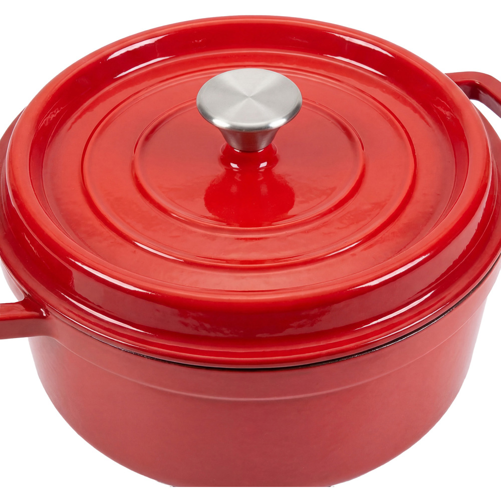 Living and Home Red Enamelled Cast Iron Dutch Oven Pot 6L Image 3
