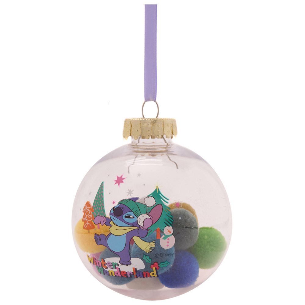 Disney Stitch Pom Pom Christmas Baubles 7 Pack Image 4