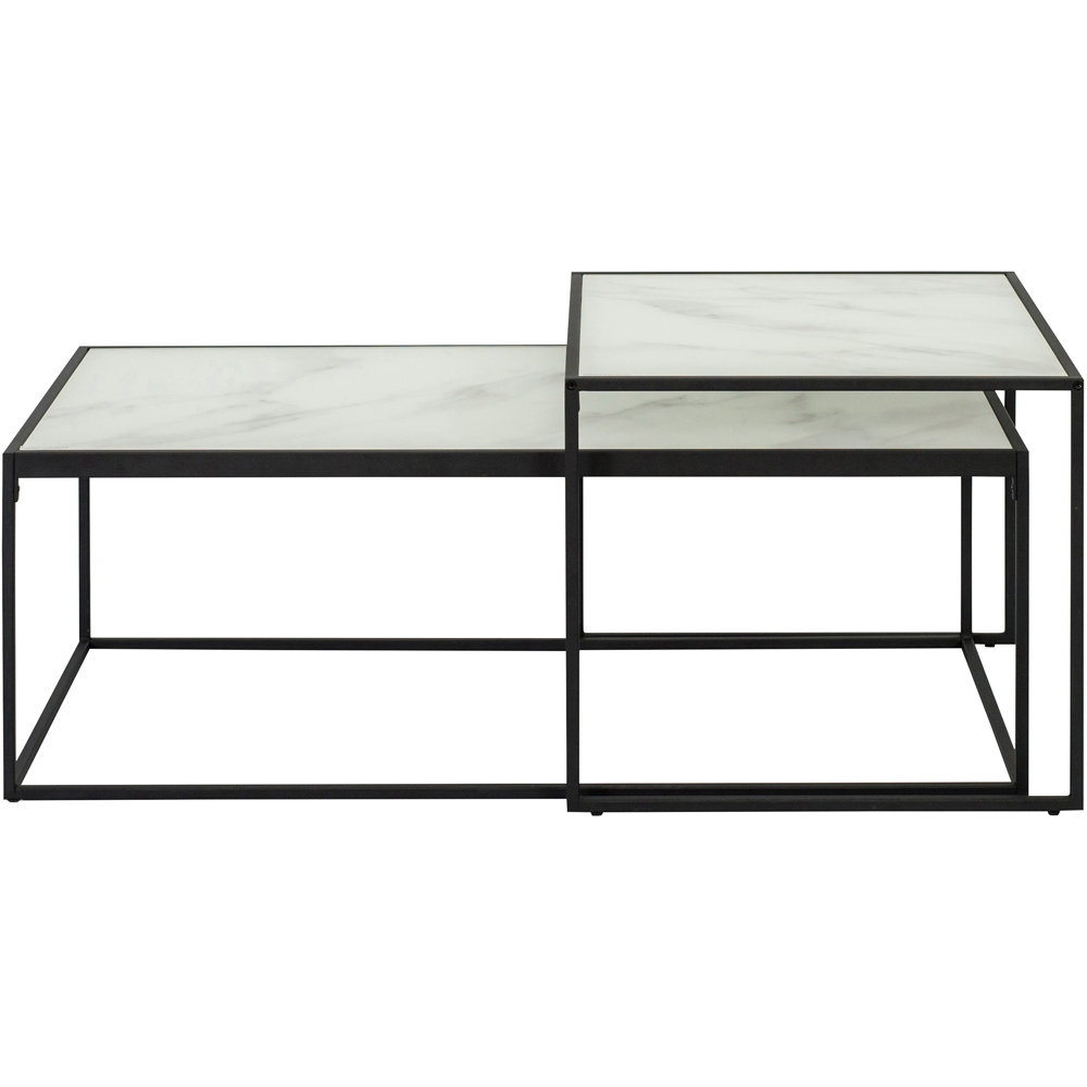 Florence Bolton White Marble Torino Glass and Black Coffee Table Set Image 3