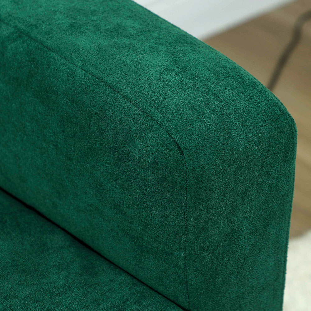 HOMCOM 2 Seater Green Velvet Feel Upholstered Sofa Image 3