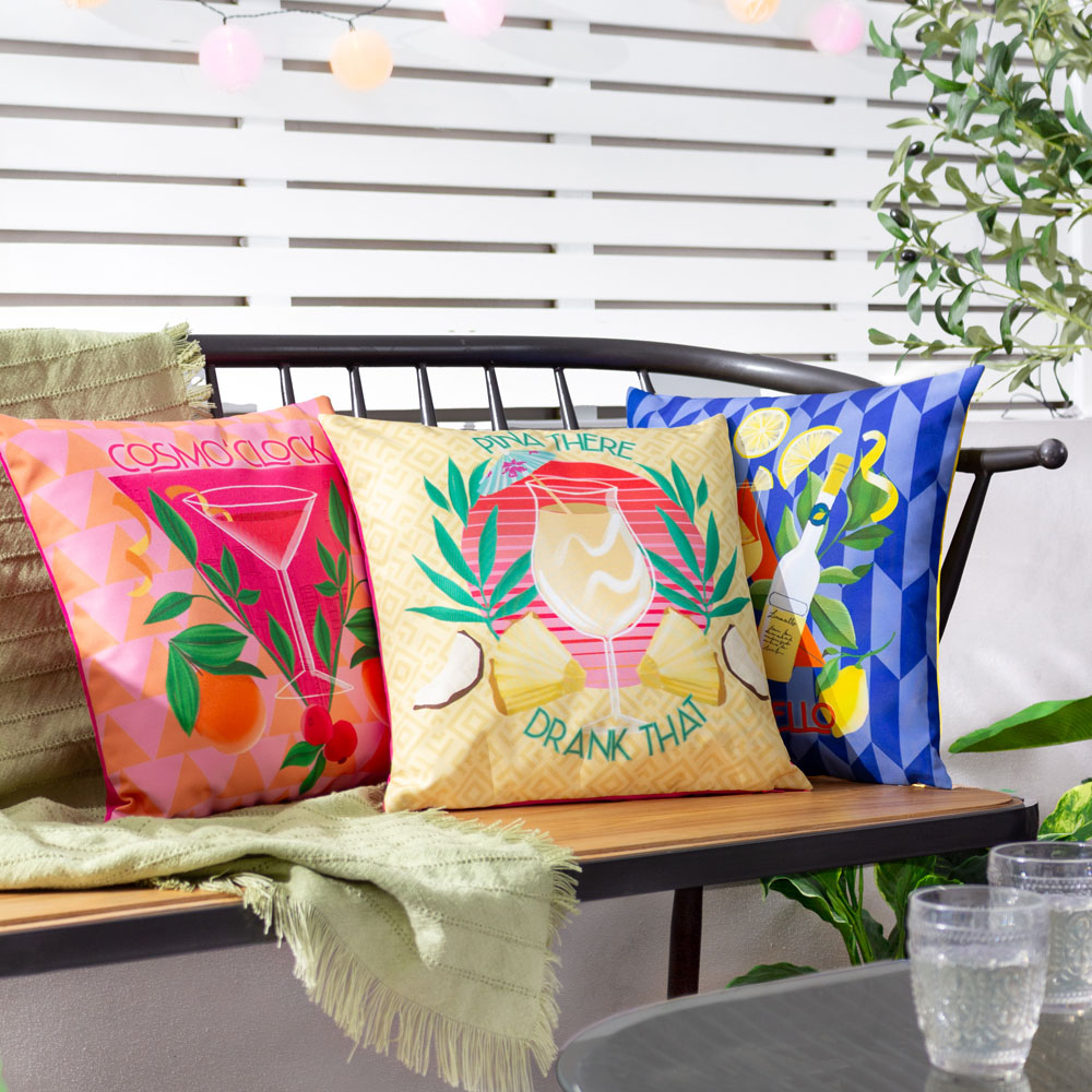 furn. Cosmo O' Clock Abstract Pink Polyester Filled Outdoor Cushion Image 6