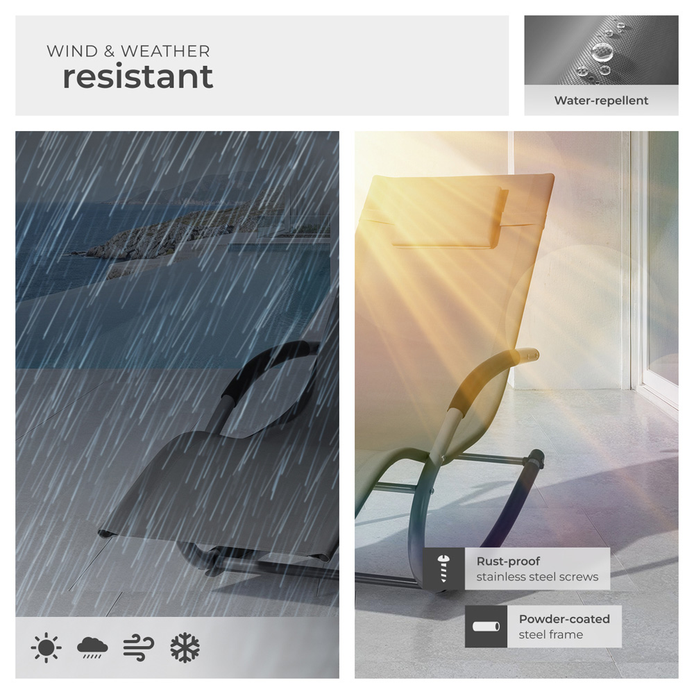 tectake Taya Grey Rocking Sun Lounger Image 7