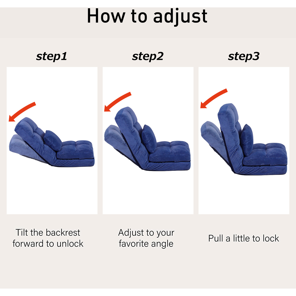 Furniture One Blue Foldable Floor Chair with Pillow Image 5