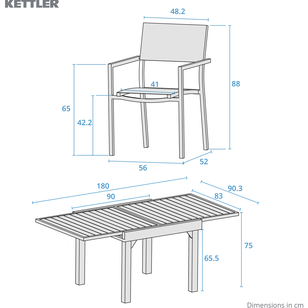 Kettler Sento 6 Seater Grey Extending Garden Dining Set Image 7