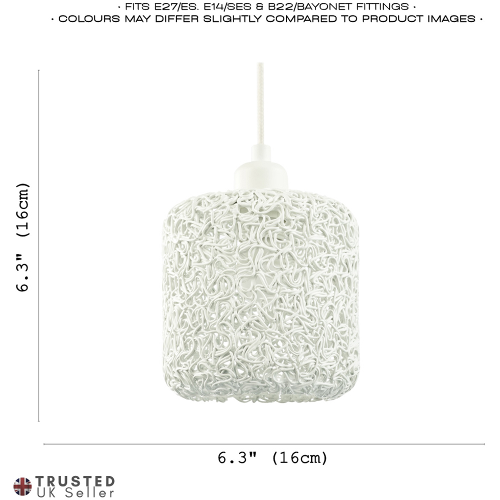 Happy Homewares Industrial Retro Style Twisted Wire Mesh Metal White Gloss Pendant Shade Image 7
