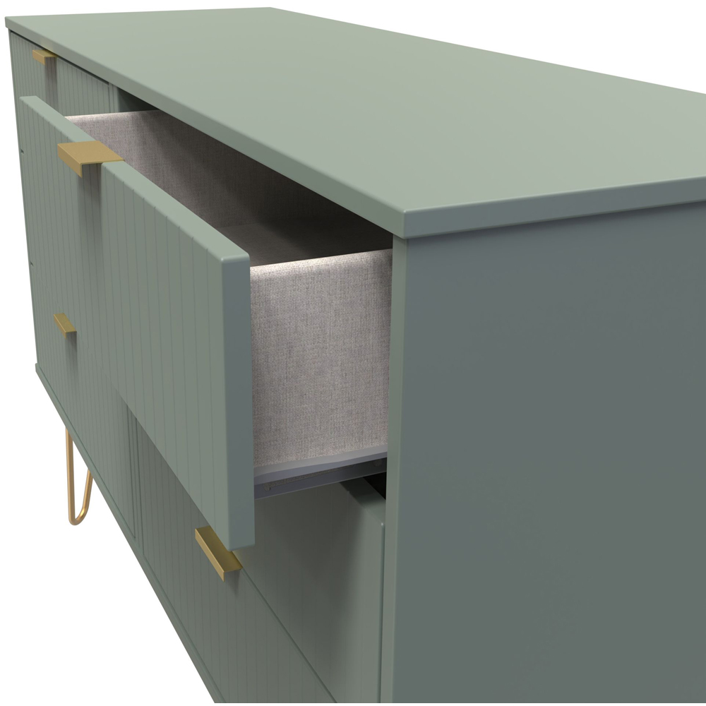 Crowndale 6 Drawer Reed Green Wide Chest of Drawers Ready Assembled Image 6