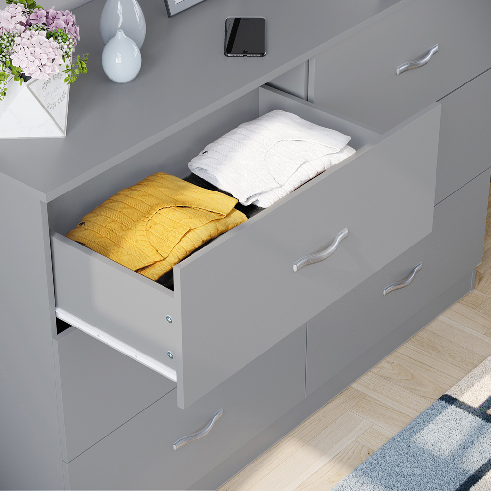 Vida Designs Riano 6 Drawer Grey Chest of Drawers with Metal Handles Image 5