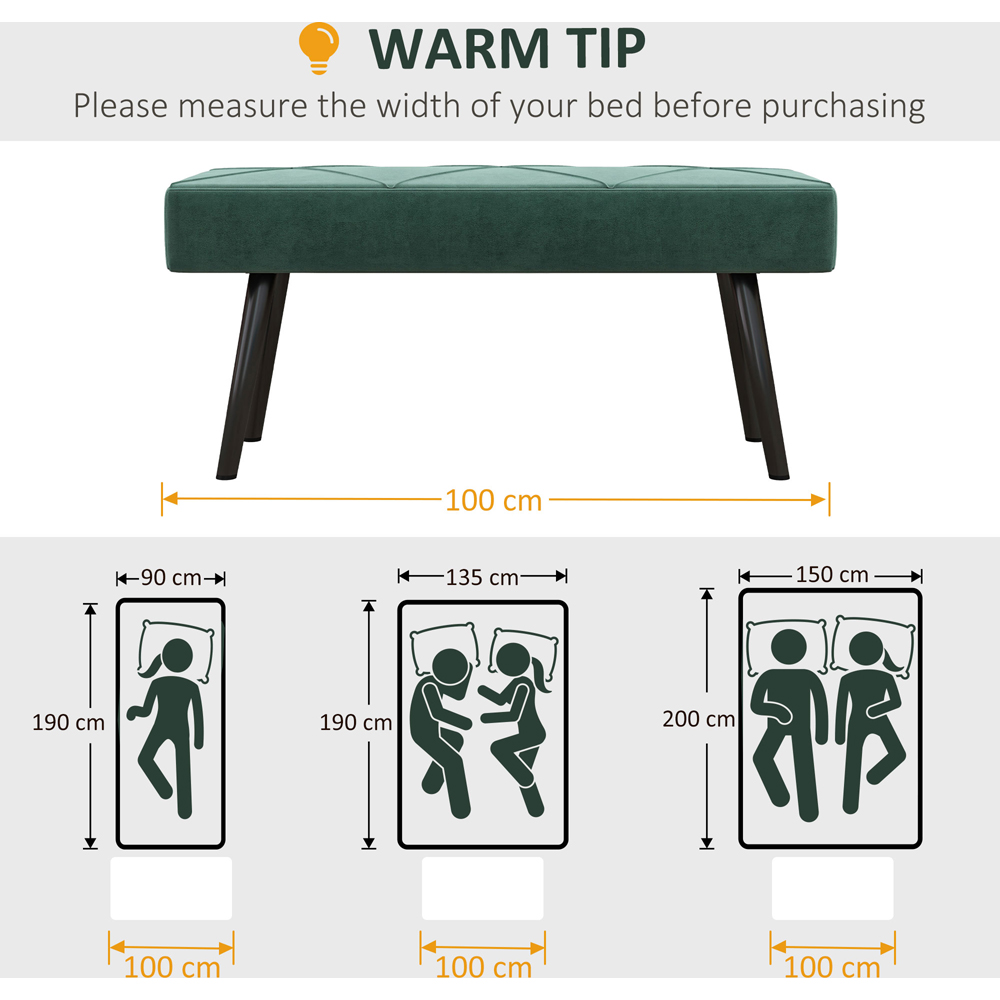 Portland Green Upholstered End of Bed Bench Image 8