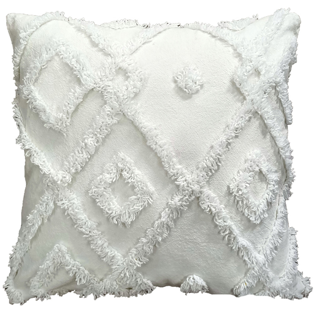 Velosso Diamond Tuft White Filled Cushion 43 x 43cm 2 Pack Image 1
