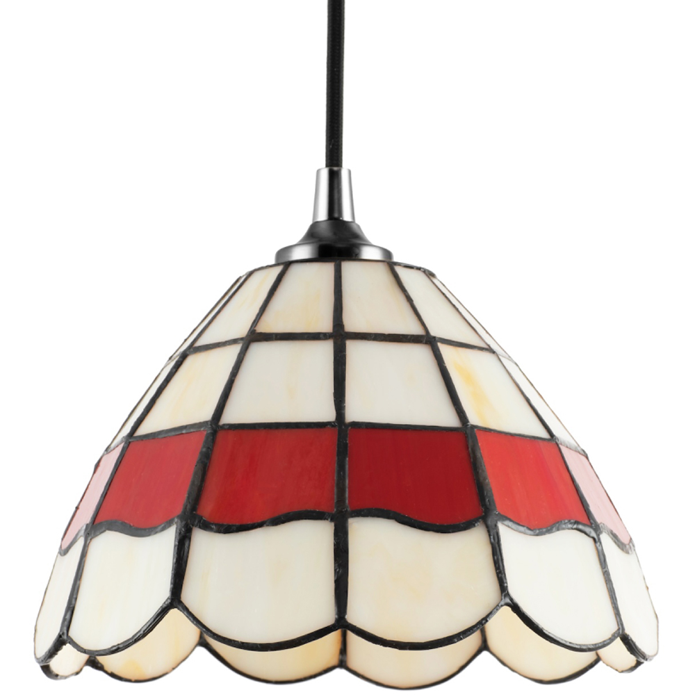 Happy Homewares Red Amber Stained Glass Tiffany Pendant Lighting Shade Image 6