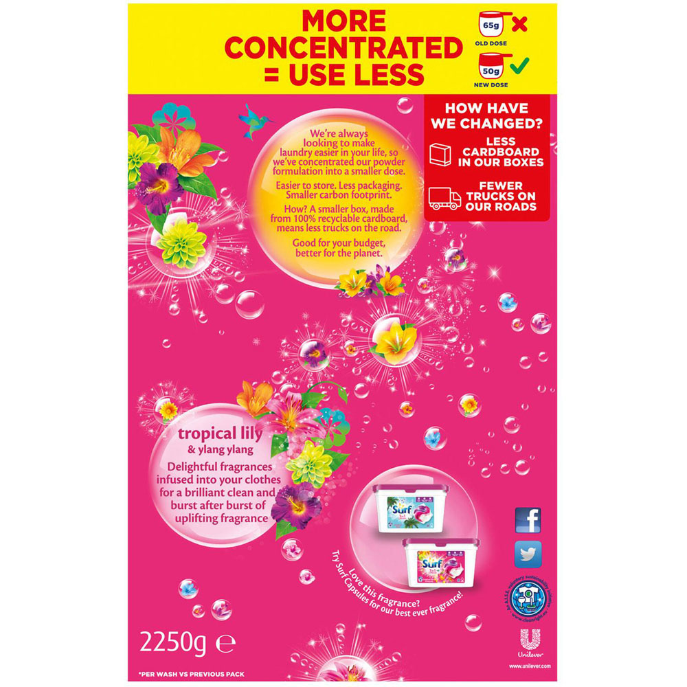 Surf Tropical Lily and Ylang Ylang Laundry Powder 45 Washes 2.25kg 4 Pack Image 3