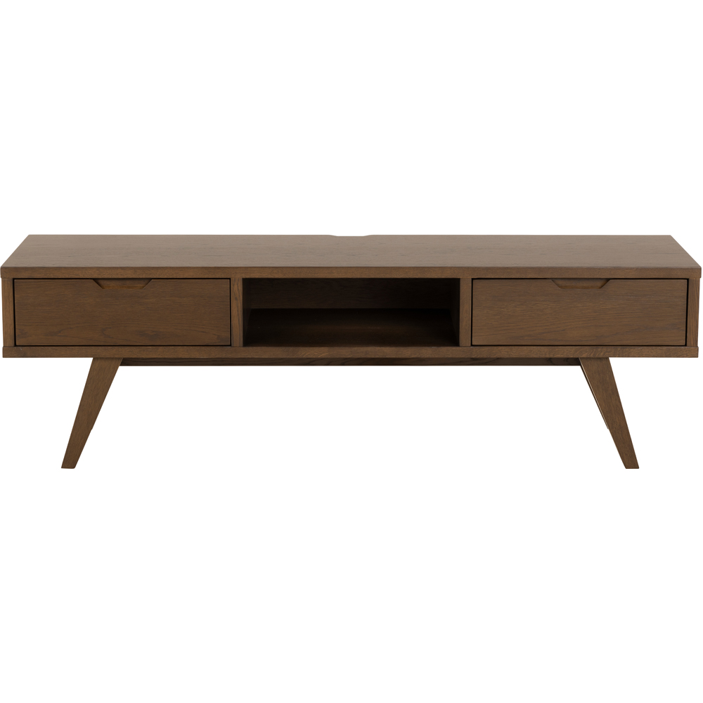 Florence A Line 2 Drawer Single Shelf Smoked Oak TV Unit Image 3