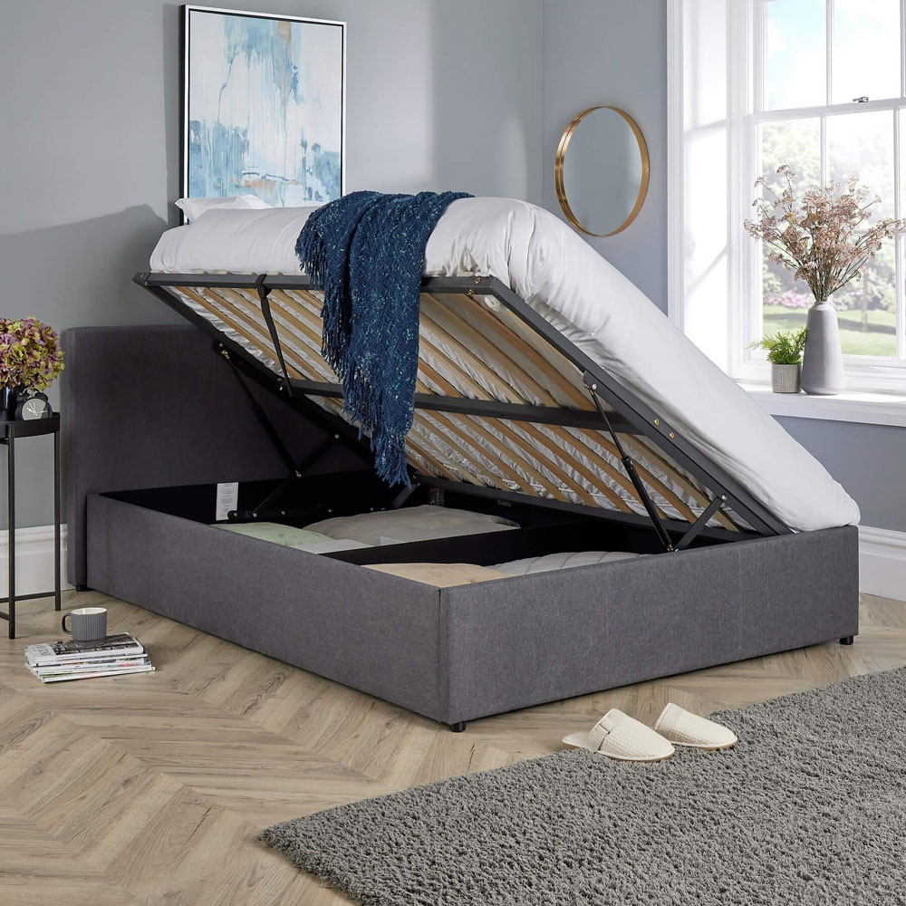 Home Source Horizon Double Hopsack Fabric Ottoman Bed Image 4