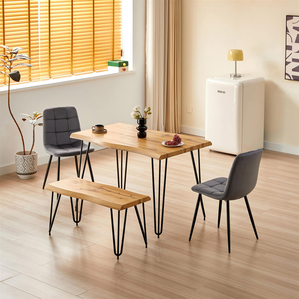 Kosy Koala 4 Seater Rustic Brown Dining Set Grey Image 4