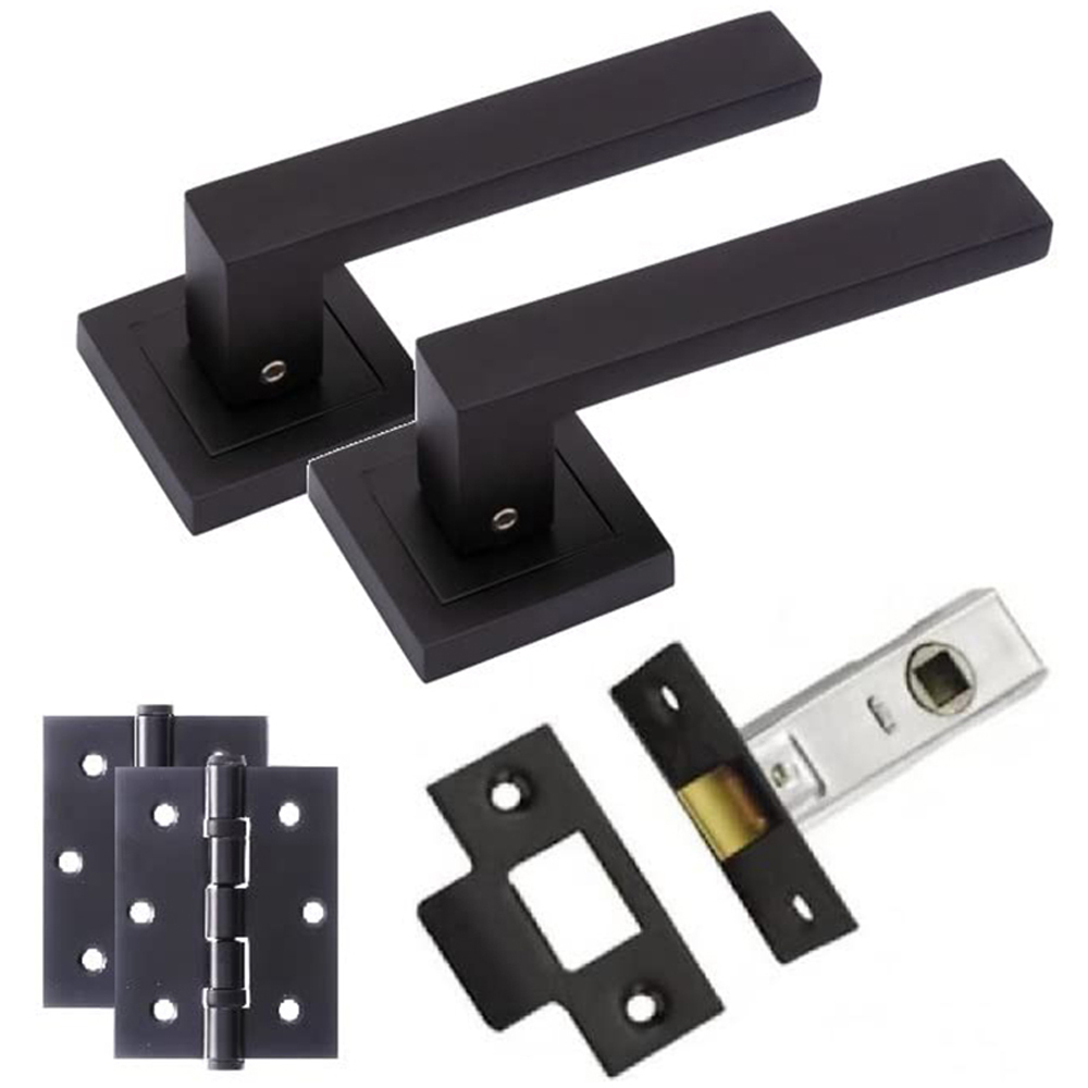 Golden Grace Matt Black Delta Door Handles Set 5 Pack Image 2
