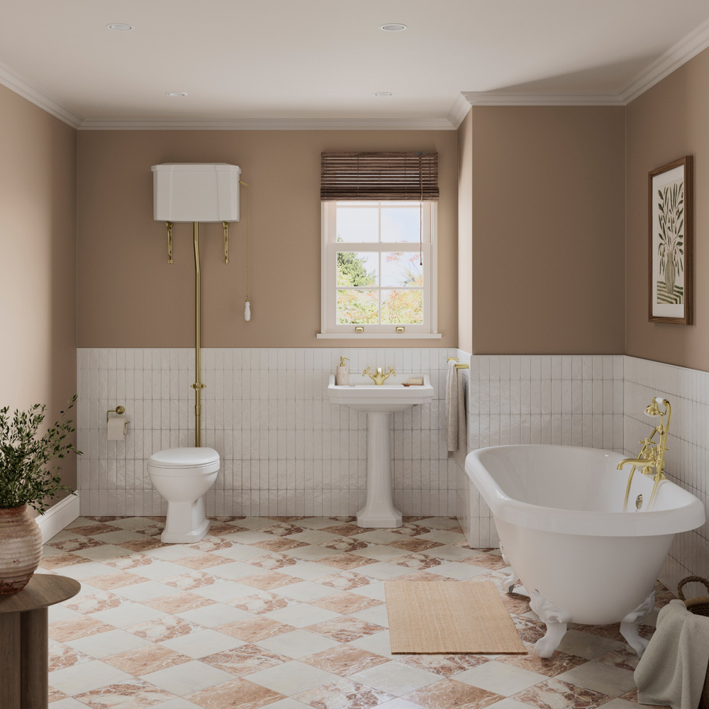 Bathstore Pelosa High Level WC and Standard Soft Close Seat with Dual Flush and Brass Hinges Image 2
