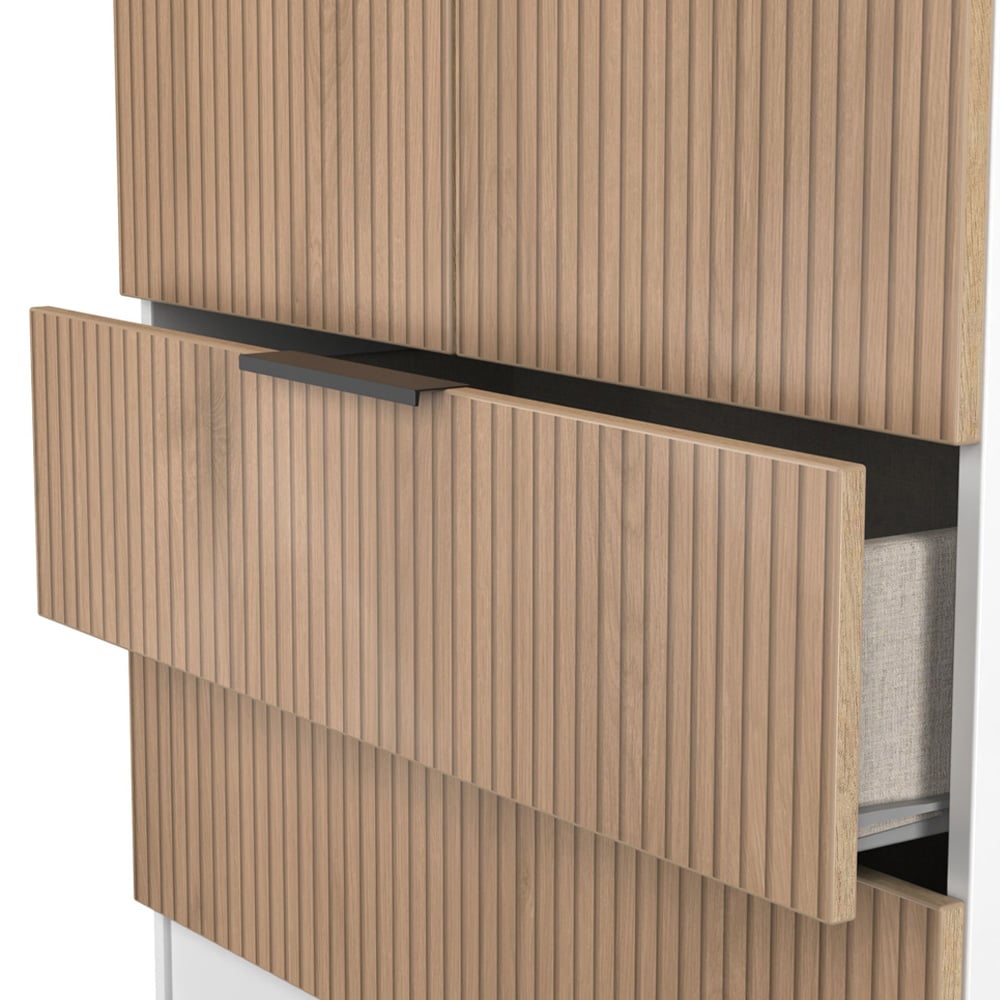 Crowndale Java 2 Door 2 Drawer Slatt Effect and White Wardrobe Image 6