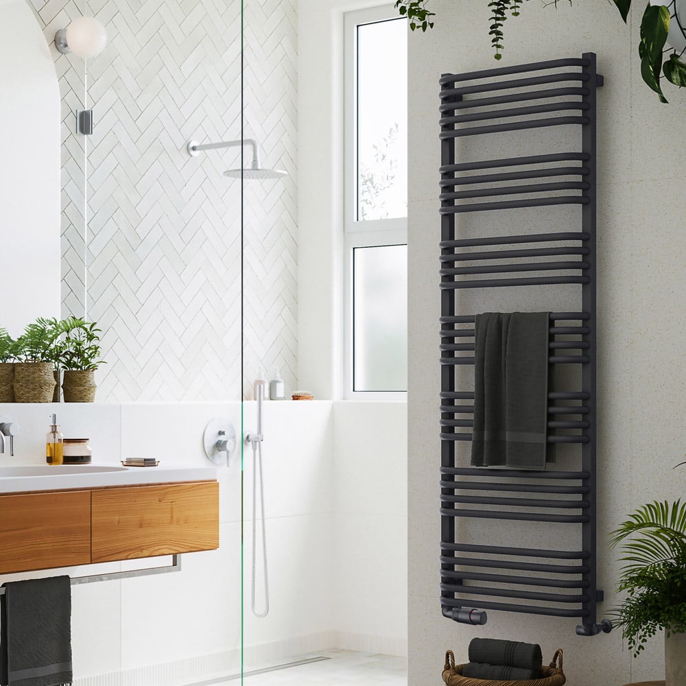 Terma Alex Modern Grey Heated Towel Rail 1580 x 500mm Image 7