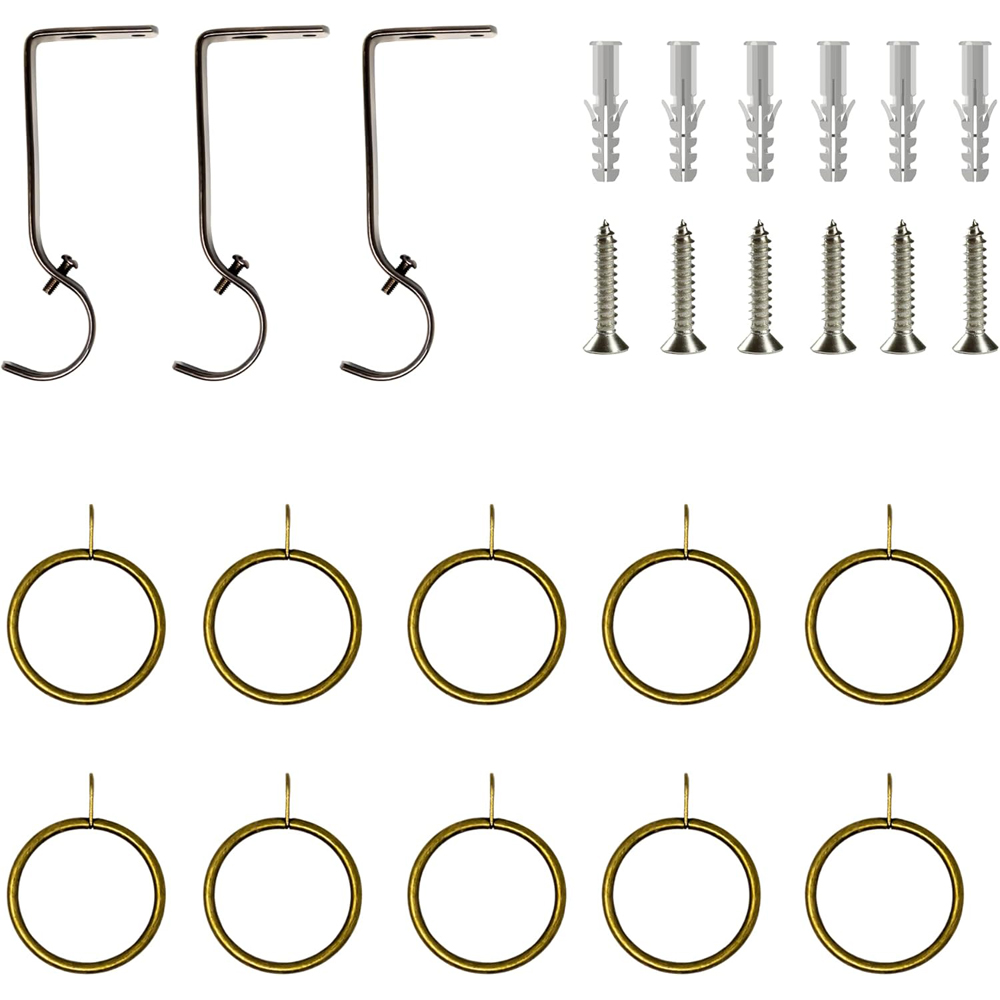 Home Treats 40 to 144cm Extendable Brass Metal Round Curtain Pole Image 4