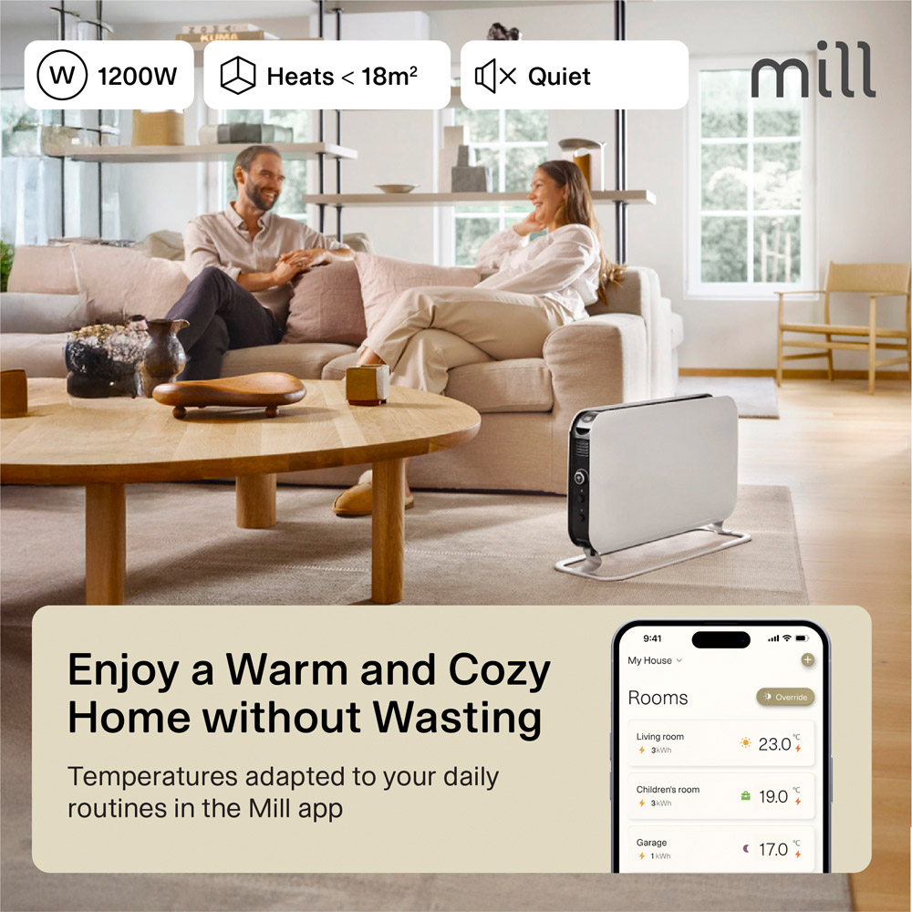 Mill White Wi-Fi Portable Heater 1200W Image 5