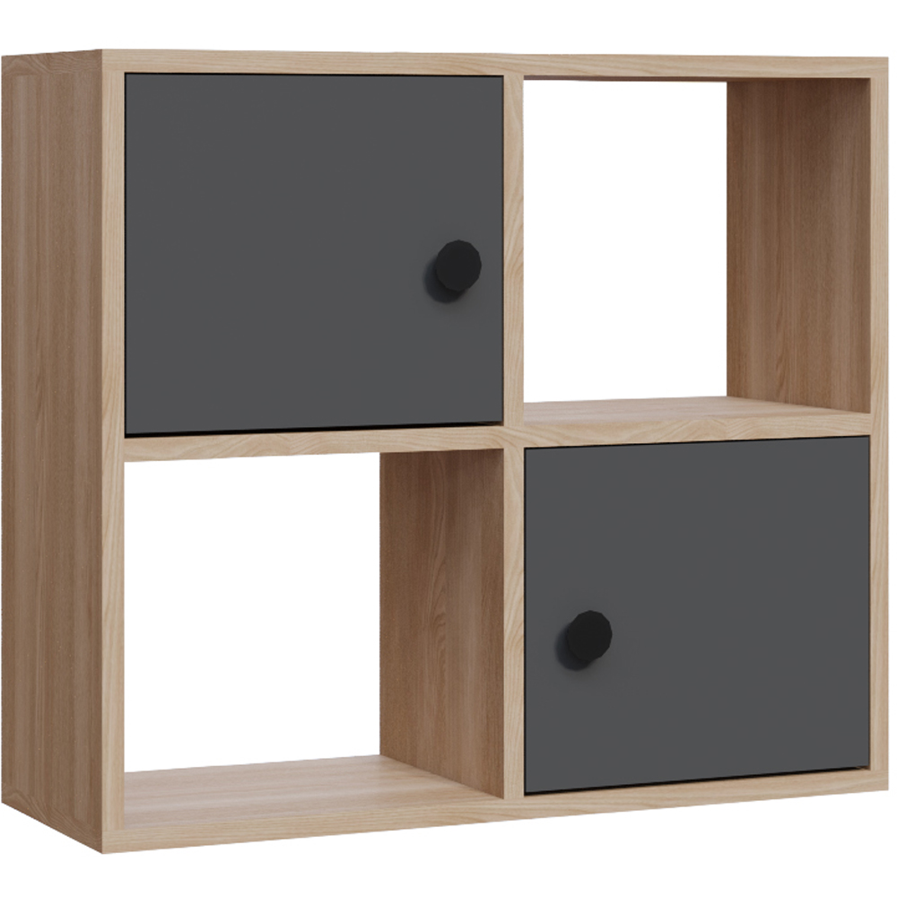 Decorotika Tuttle 2 Door 2 Open Shelf Oak and Anthracite Bookcase Image 2