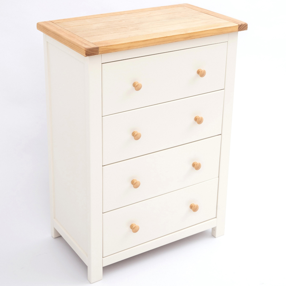 Cabinet Bits Maggiori 4 Drawer Off White Wood Knob Chest of Drawers Image 4