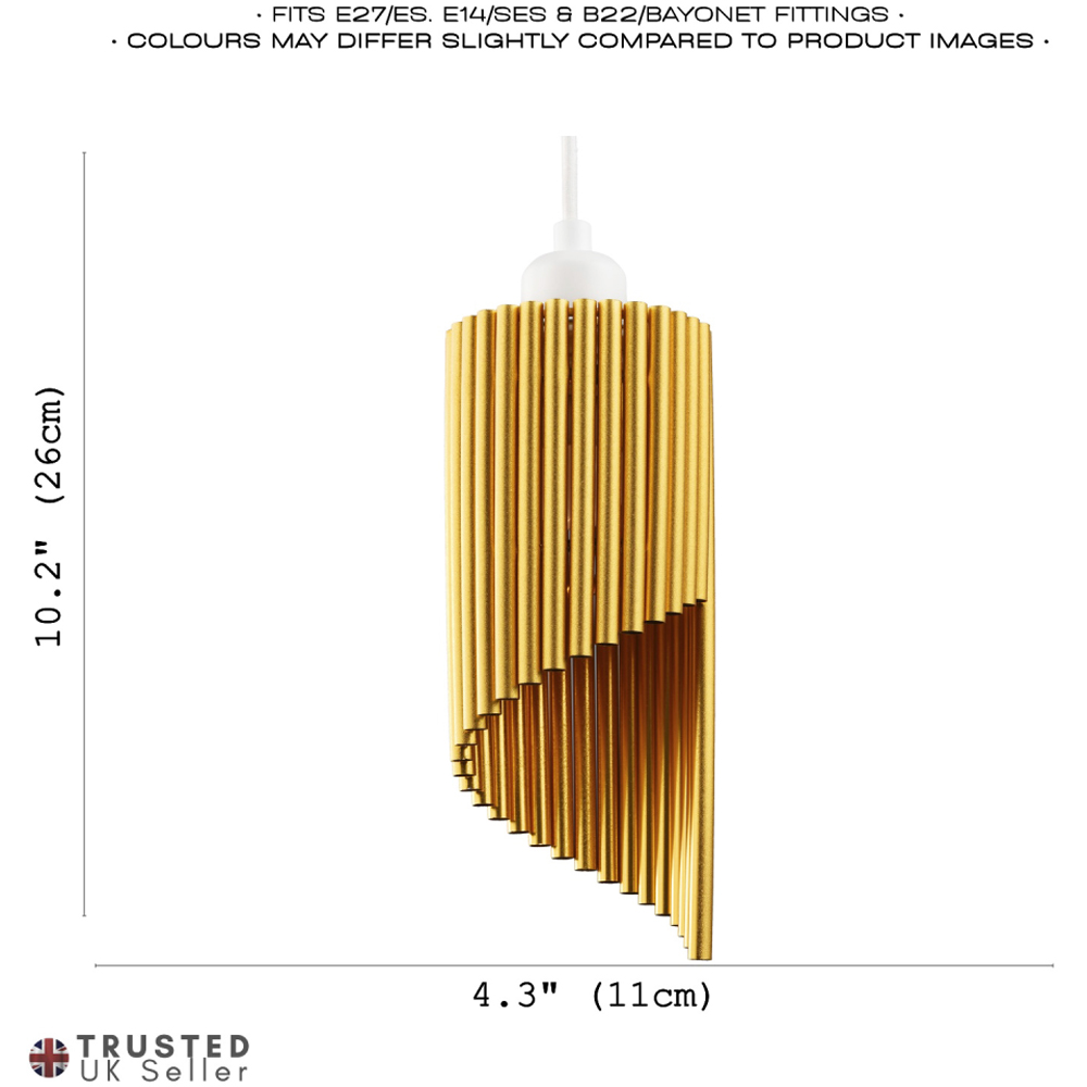 Happy Homewares Designer Satin Gold Tubular Bells Styled Pendant Shade Image 7