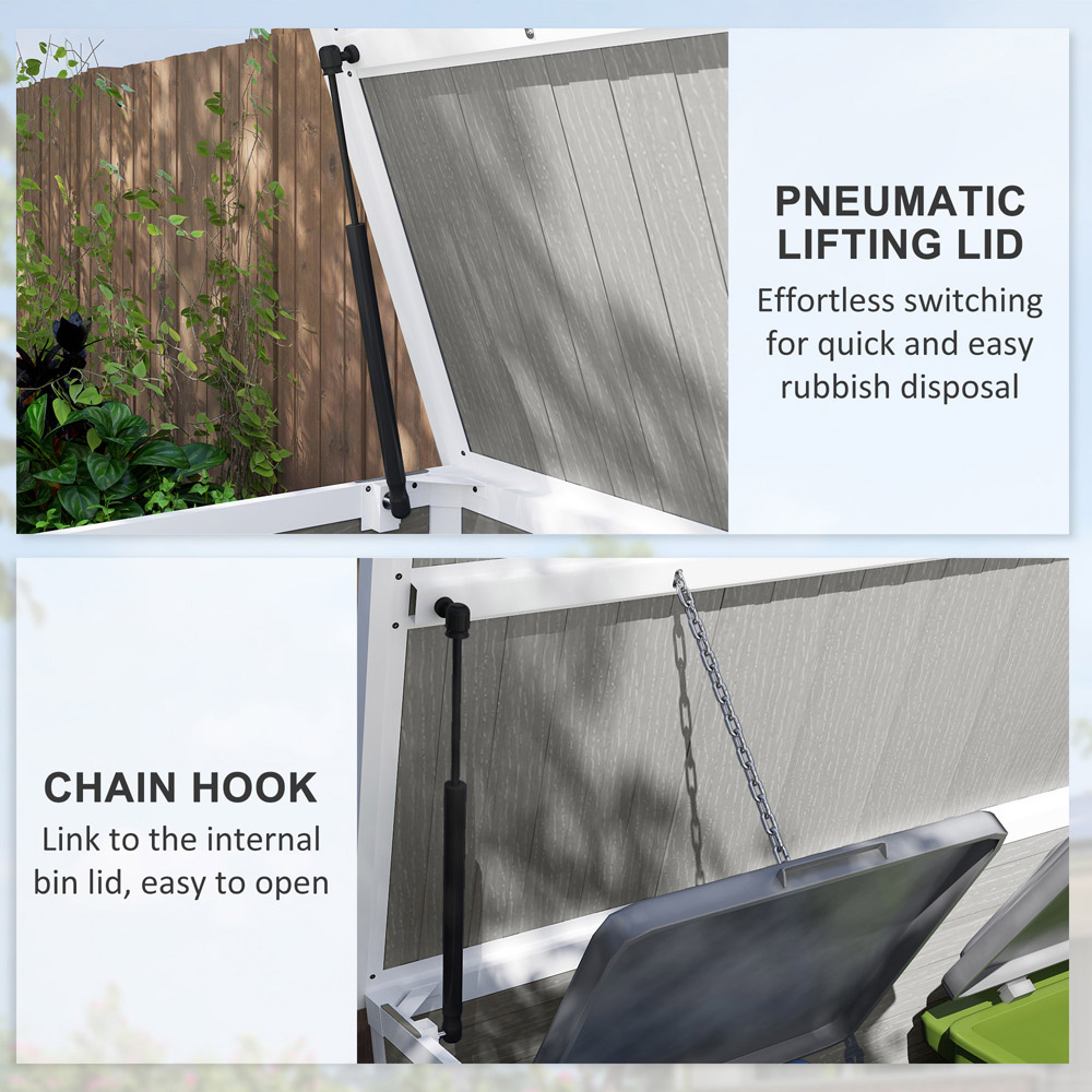 Outsunny 4.7 x 2.5ft Light Grey Lockable Double Bin Shed Image 5