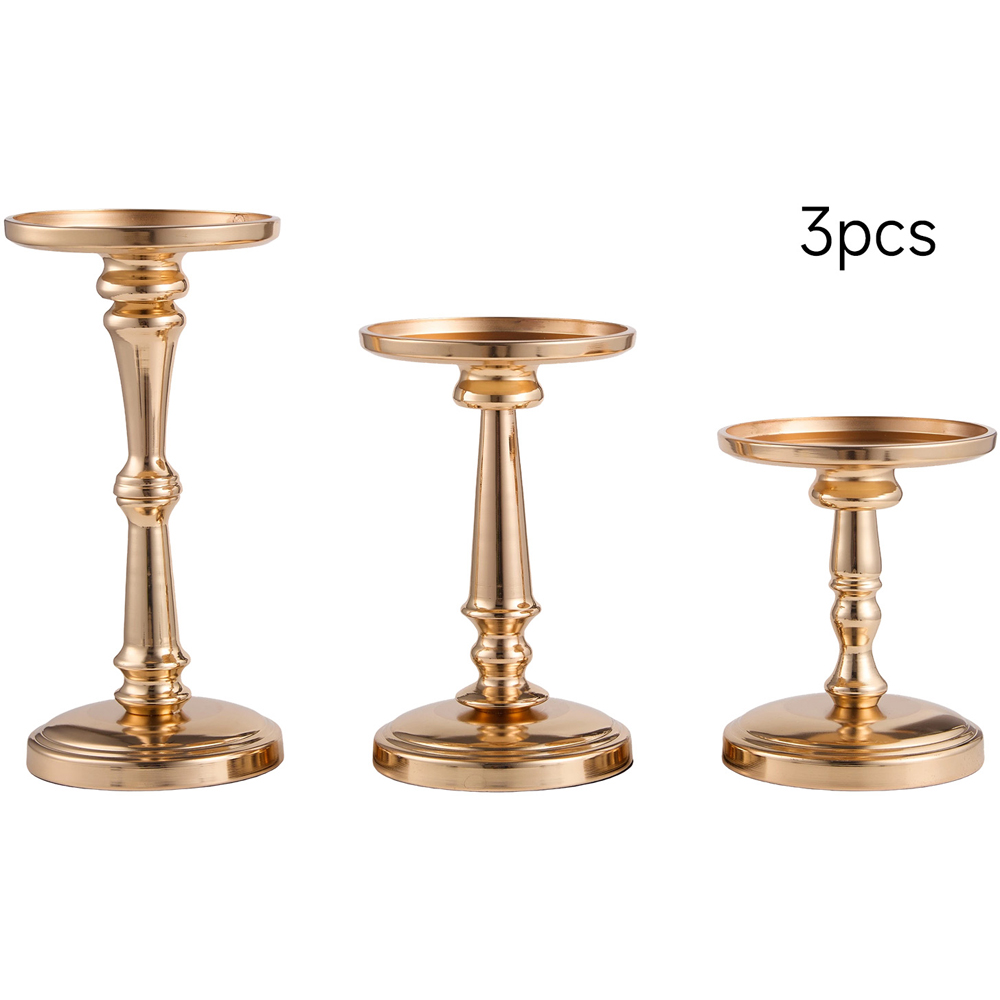 Living and Home Gold Metal Tiered Candle Holder Set of 3 Image 3