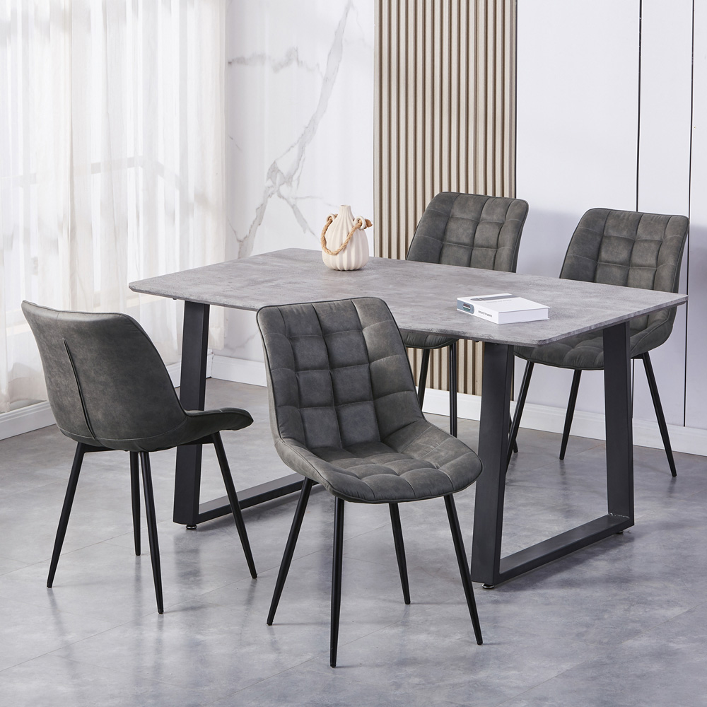 Alba Set of 2 Grey Suede Effect Plush Padded Dining Chairs Image 6