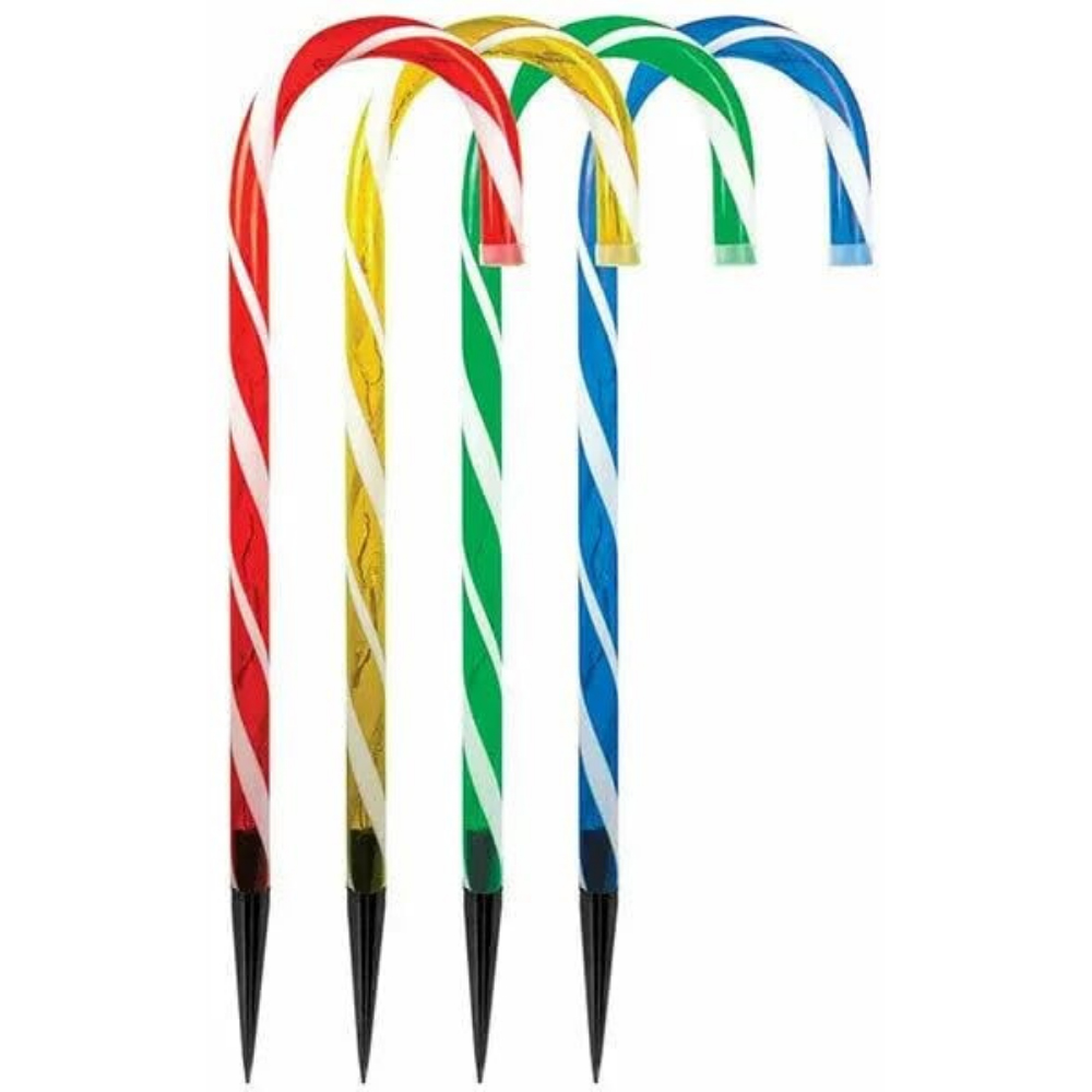 Marco Paul 4 Piece LED Multicoloured Christmas Candy Cane Stake Lights Set Image 2