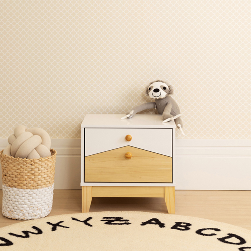 Seconique Cody 2 Drawer White and Pine Bedside Table Image 7