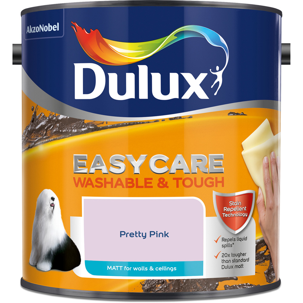 Dulux Easycare Pretty Pink Washable and Tough Matt Emulsion Paint 2.5L Image 2
