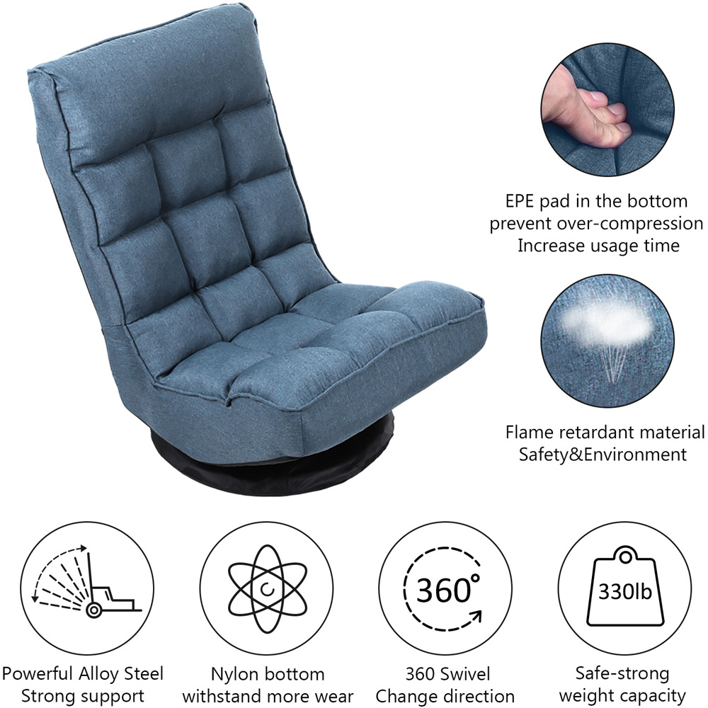 Furniture One Blue Adjustable Foldable Floor Chair Image 6
