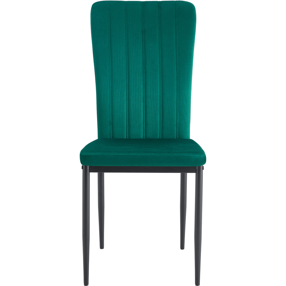 Elle Set of 6 Green Velvet Effect Plush Padded Upholstered Dining Chair Image 3