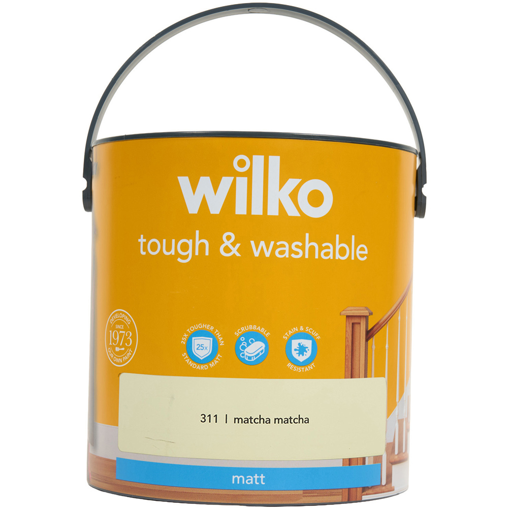 wilko Tough and Washable Matt Emulsion Paint 2.5L Matcha Matcha Image 4