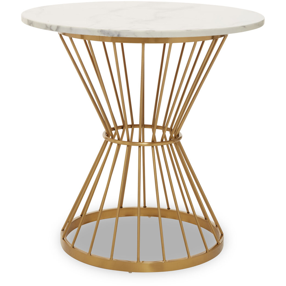 Premier Housewares Hourglass White Marble Dining Table with Gold Base Image 2