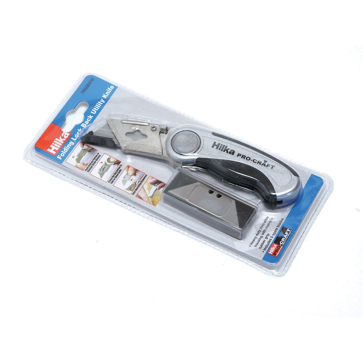 Hilka Push Button Folding Lock Back Knife Silver Image 2