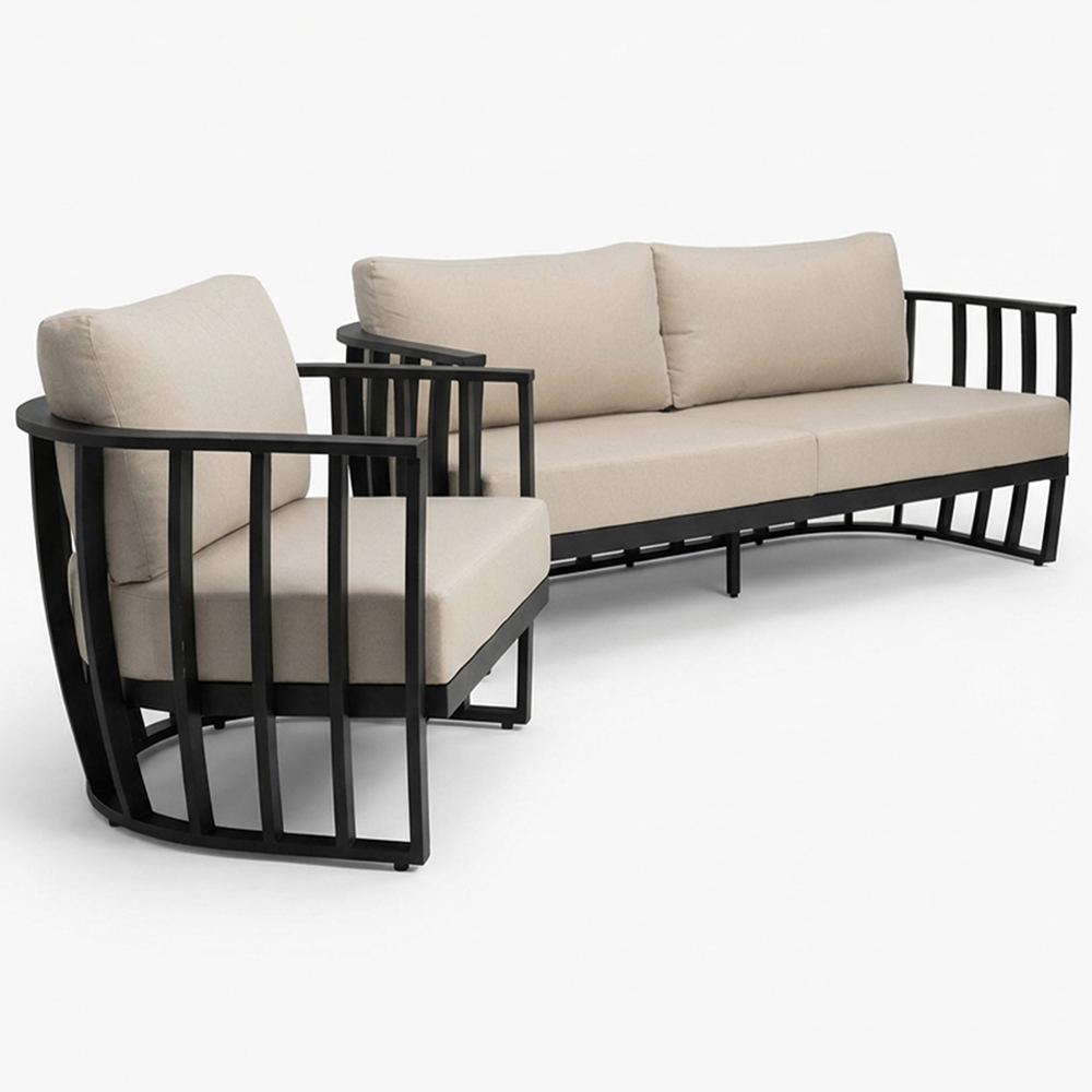 Royalcraft Lucca 5 Seater Black Lounging Set Image 3