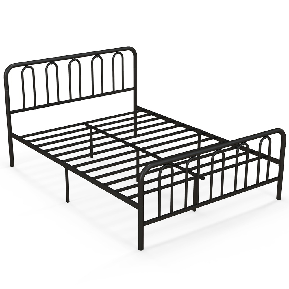 Costway King Size Black Metal Bed Frame with Headboard and Footboard Image 2