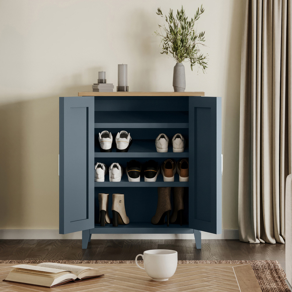 Baumhaus Signature 2 Door Blue Shoe Storage Cabinet Image 5