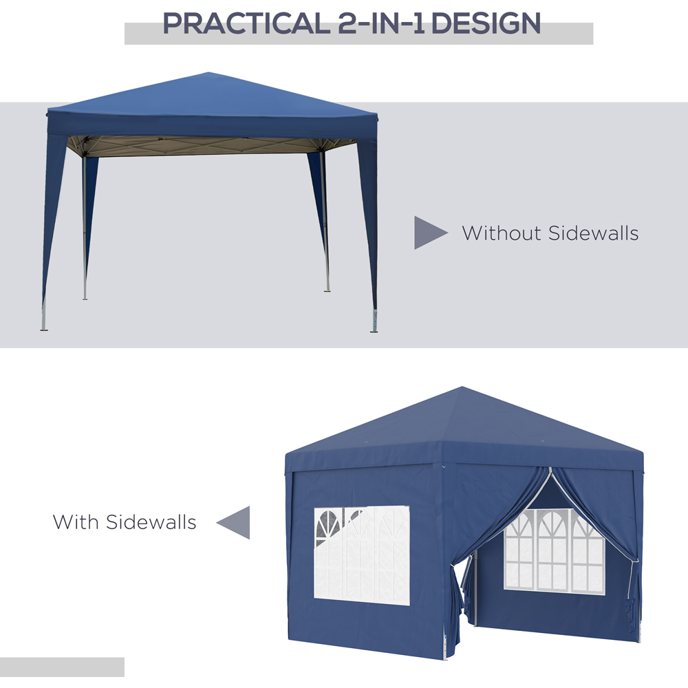 Outsunny 3 x 3m Blue Pop Up Water Resistant Camping Party Tent Image 5